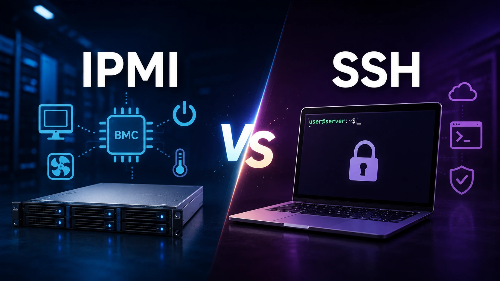IPMI vs SSH remote server management comparison interface