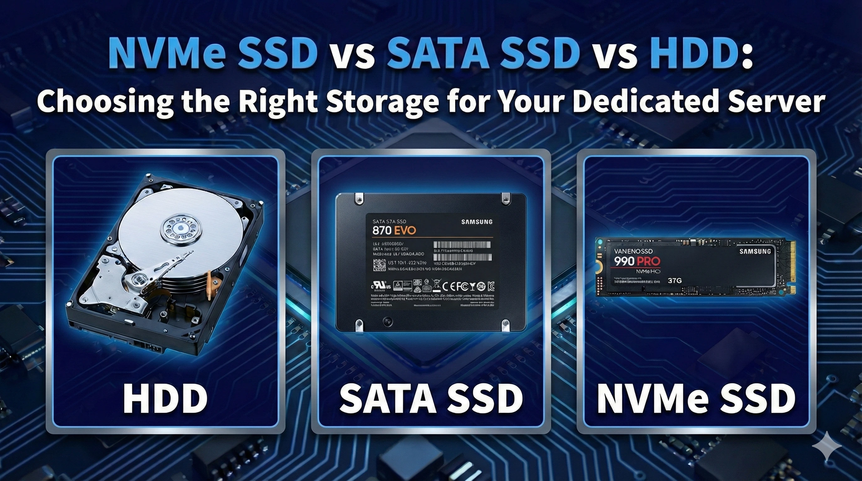 NVMe SSD vs SATA SSD vs HDD: Choosing the Right Storage for Your Dedicated Server